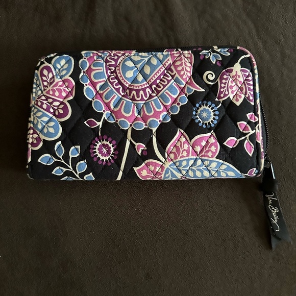 Vera Bradley Black and Pink Wallet with Floral Design - Picture 1 of 3